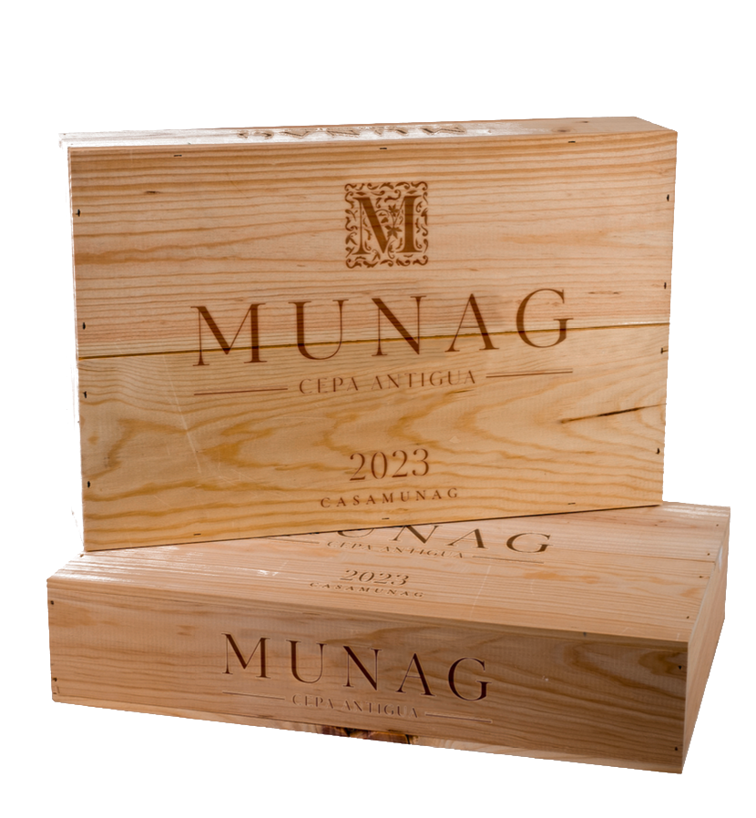 Caja de madera de seis botellas