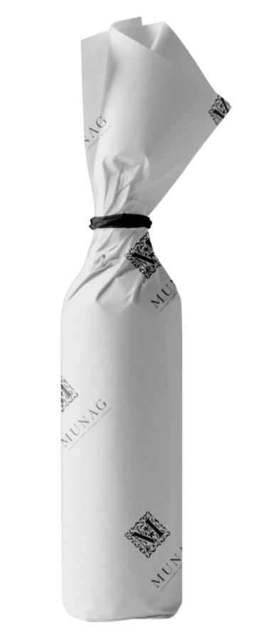Botella envuelta en papel de seda